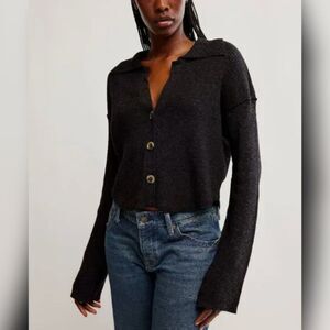 Free People Ella Sweater Shirt – Black, Medium (M), NWOT